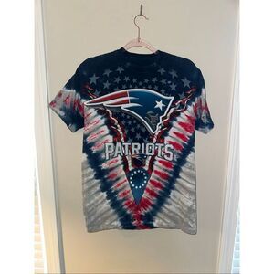 New England Patriots Majestic Tie Dye Tshirt M Preshrunk Cotton